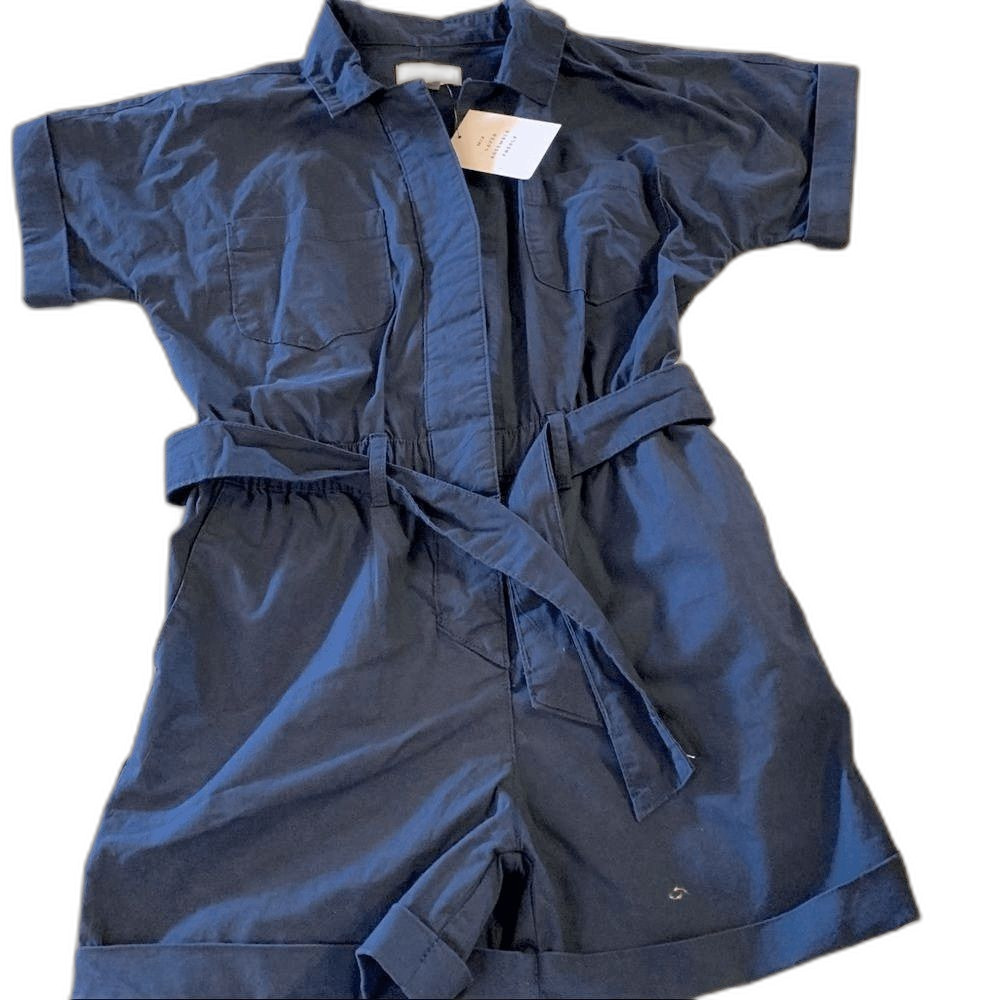 Cargo Romper Shorts & Belt Blue Youth Girls 10-12 L free assembly NWT